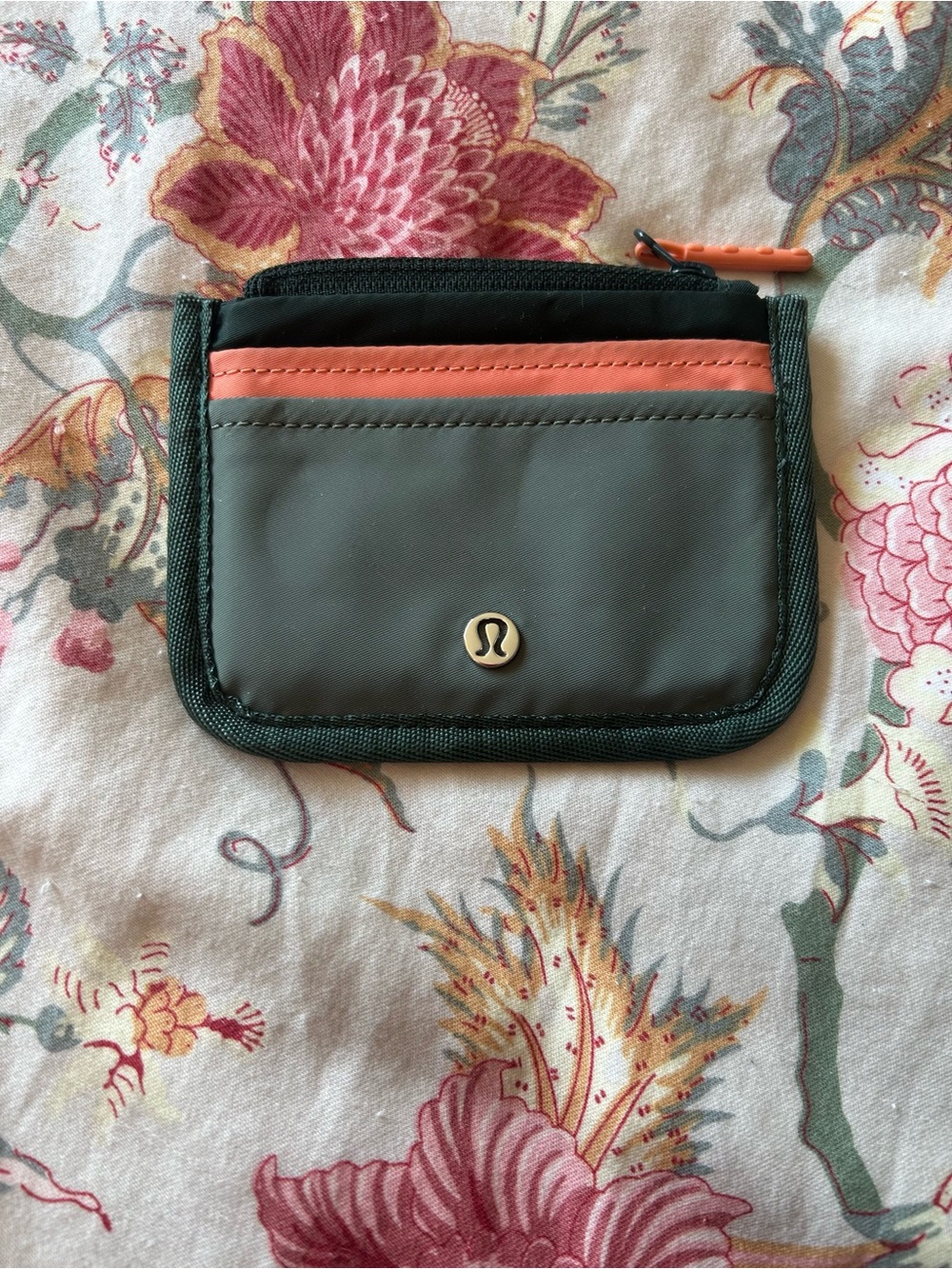 lululemon athletica Gray Wallet with Coral Zip Accent